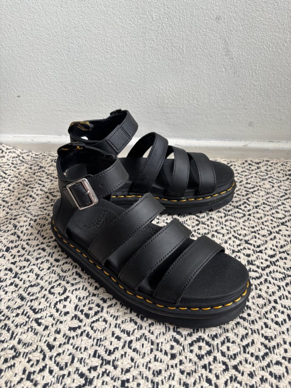 Gently used Dr. Martens Womens Blaire Fisherman Sandal, Black Hydro Leather, 8 - Picture 3 of 5